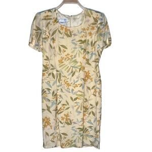 Vintage Maggy London Silk Maxi Dress Sz 8P Yellow Floral Romantic 90s Y2K Whimsy